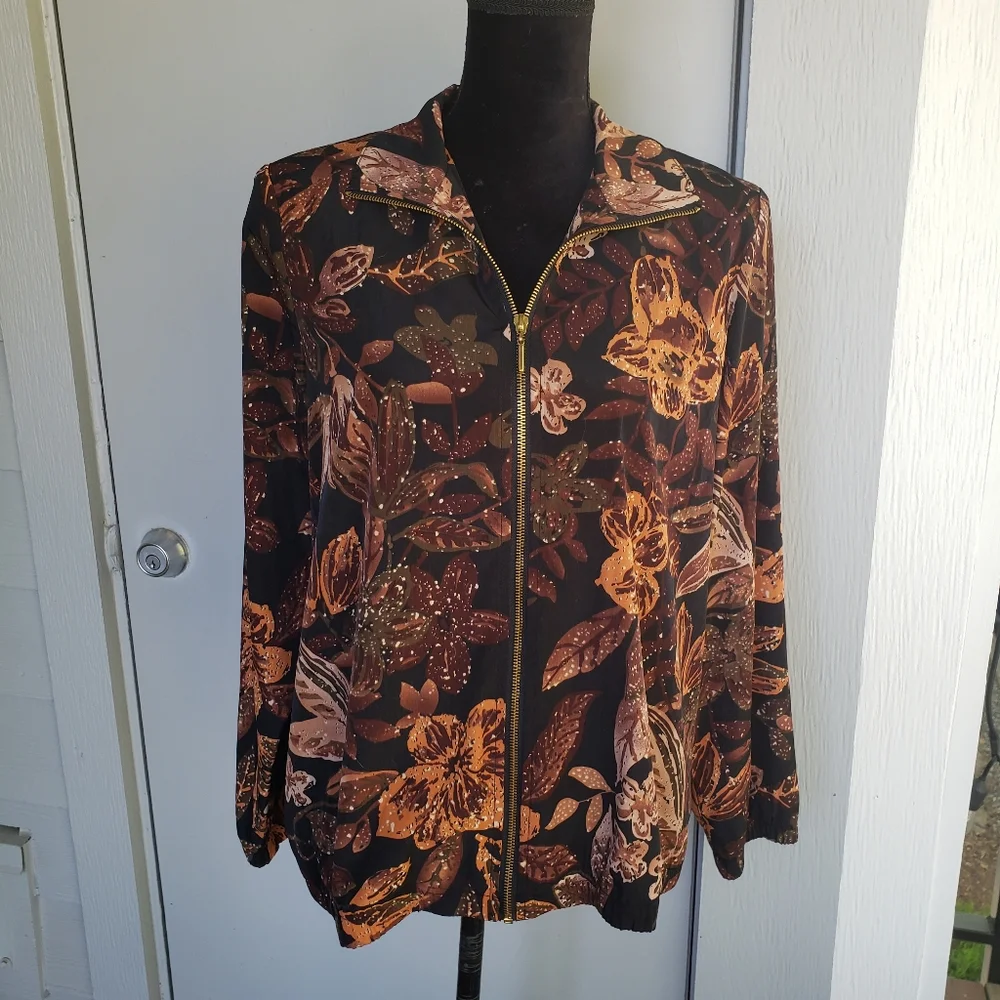 Vintage Blair Floral Brown Cottagecore Zip Up Jacket